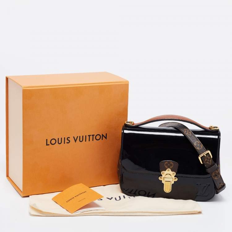 Pre Owned Louis Vuitton Black Vernis Leather And Monogram Canvas Cherrywood BB Bag