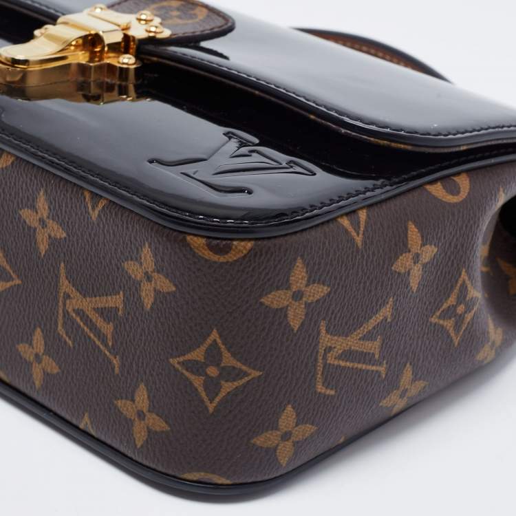 Pre Owned Louis Vuitton Black Vernis Leather And Monogram Canvas Cherrywood BB Bag