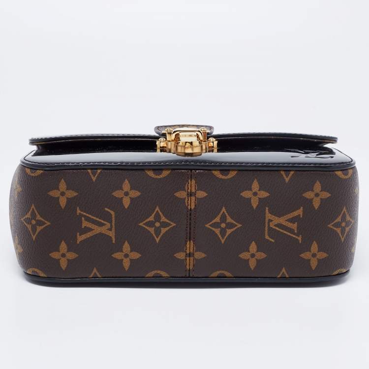 Pre Owned Louis Vuitton Black Vernis Leather And Monogram Canvas Cherrywood BB Bag
