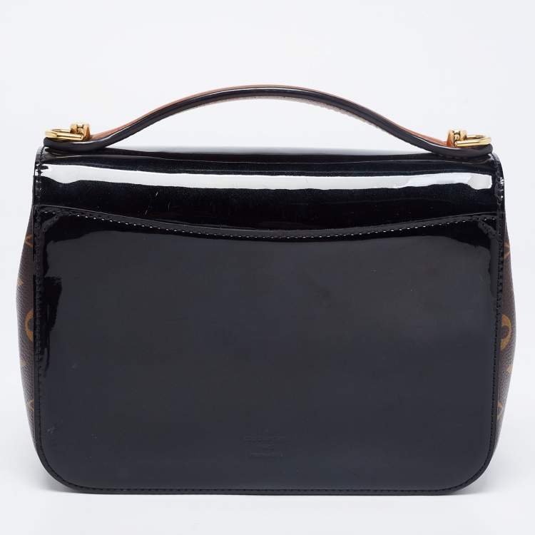 Pre Owned Louis Vuitton Black Vernis Leather And Monogram Canvas Cherrywood BB Bag