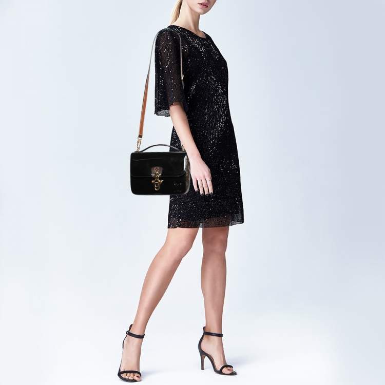Louis Vuitton Black Vernis Leather And Monogram Canvas Cherrywood BB Bag Louis  Vuitton