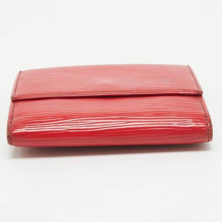 Pre Owned Louis Vuitton Red Epi Leather Elise Wallet