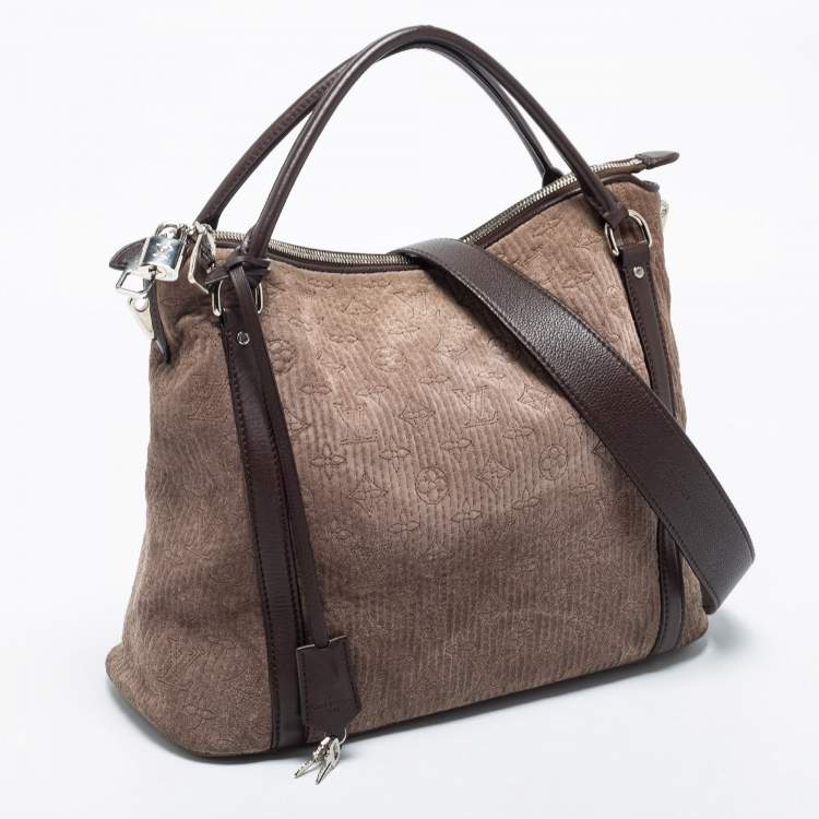 Pre Owned Louis Vuitton Brown Monogram Antheia Suede Ixia PM Bag