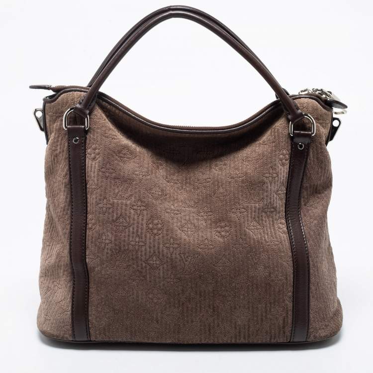 Pre Owned Louis Vuitton Brown Monogram Antheia Suede Ixia PM Bag