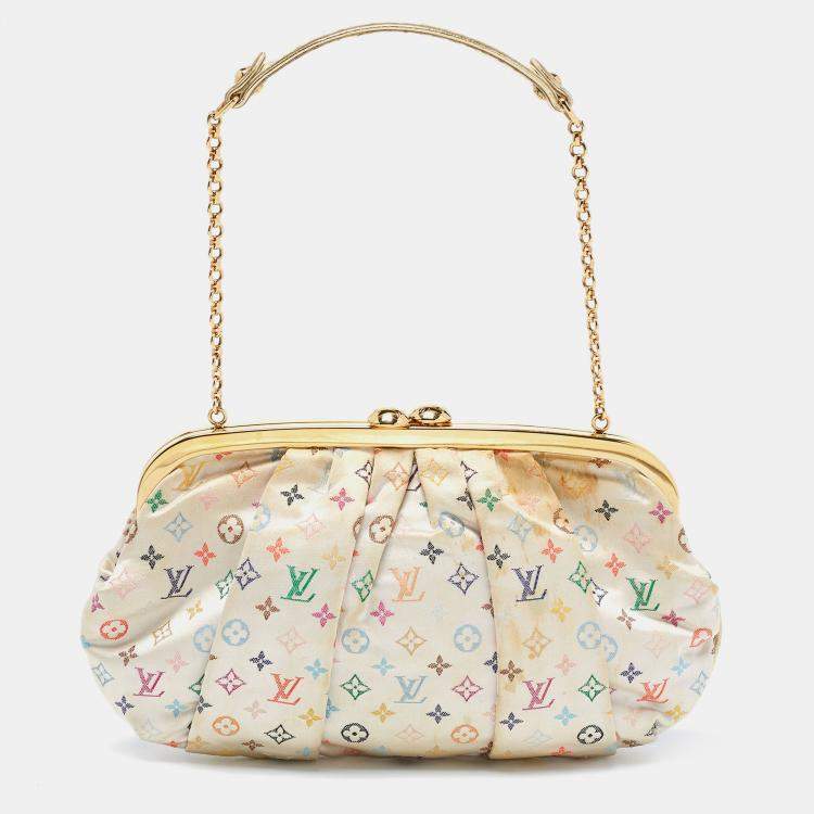 Louis Vuitton White Monogram Multicolore Satin Aumoniere Clutch
