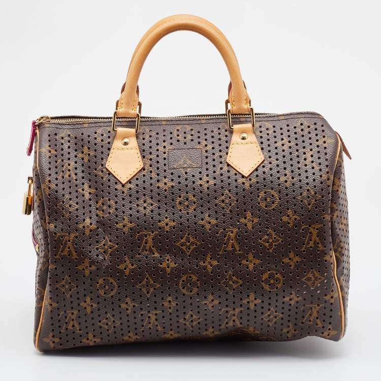 Pre Owned Louis Vuitton Fuchsia Monogram Perforated Canvas Limited Edition Speedy 30 Bag
