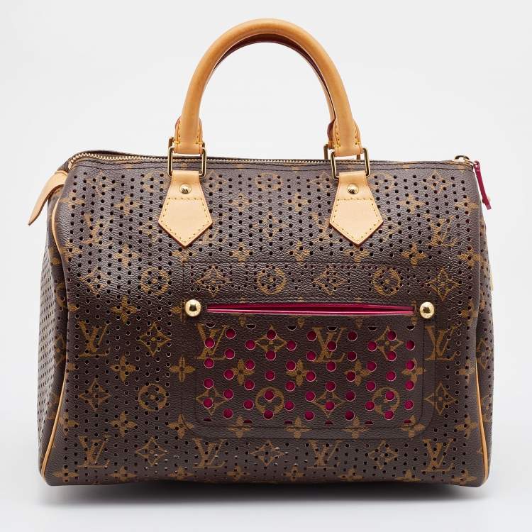 Pre Owned Louis Vuitton Fuchsia Monogram Perforated Canvas Limited Edition Speedy 30 Bag