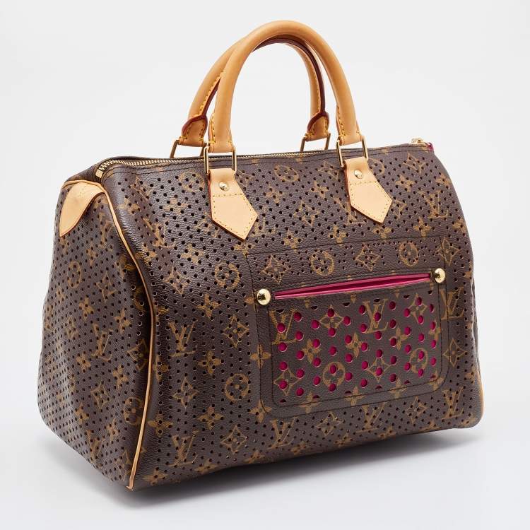 Pre Owned Louis Vuitton Fuchsia Monogram Perforated Canvas Limited Edition Speedy 30 Bag