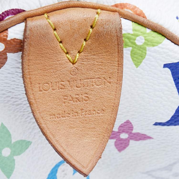 Pre Owned Louis Vuitton White Monogram Multicolore Canvas Speedy 30 Bag