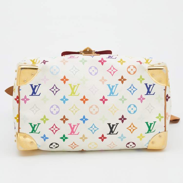Pre Owned Louis Vuitton White Monogram Multicolore Canvas Speedy 30 Bag