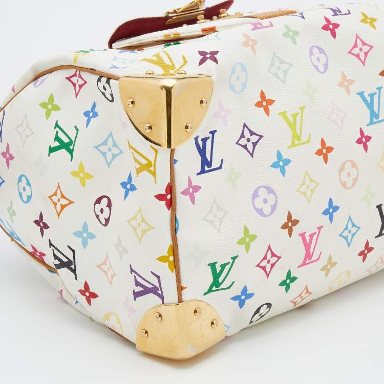 Pre Owned Louis Vuitton White Monogram Multicolore Canvas Speedy 30 Bag