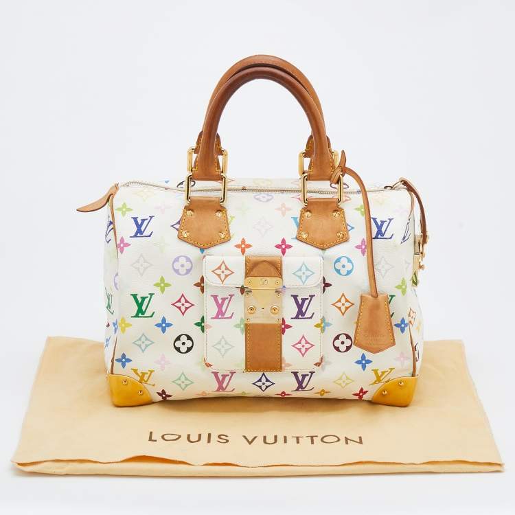 Pre Owned Louis Vuitton White Monogram Multicolore Canvas Speedy 30 Bag