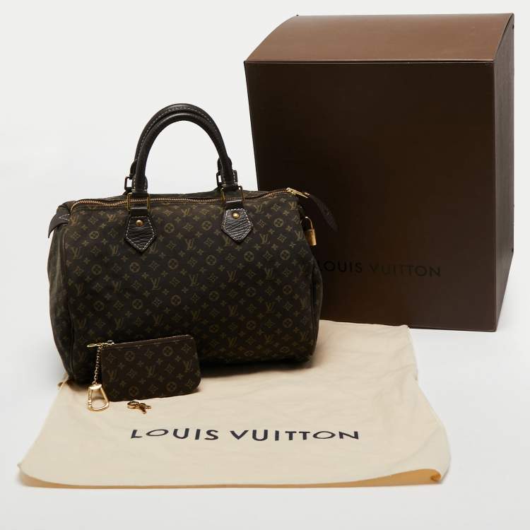 Pre Owned Louis Vuitton Fusain Monogram Mini Lin Canvas Speedy 30 Bag