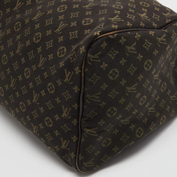 Pre Owned Louis Vuitton Fusain Monogram Mini Lin Canvas Speedy 30 Bag