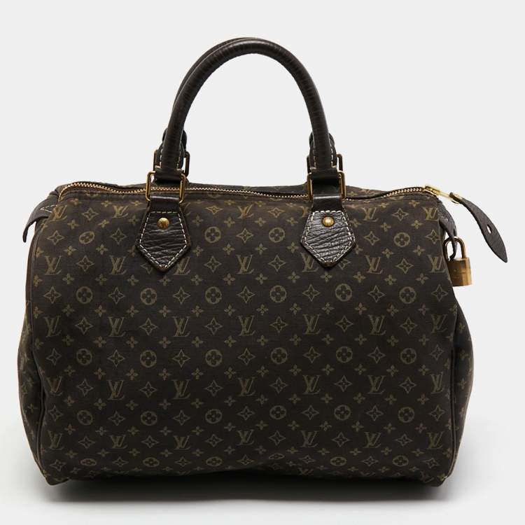 Pre Owned Louis Vuitton Fusain Monogram Mini Lin Canvas Speedy 30 Bag