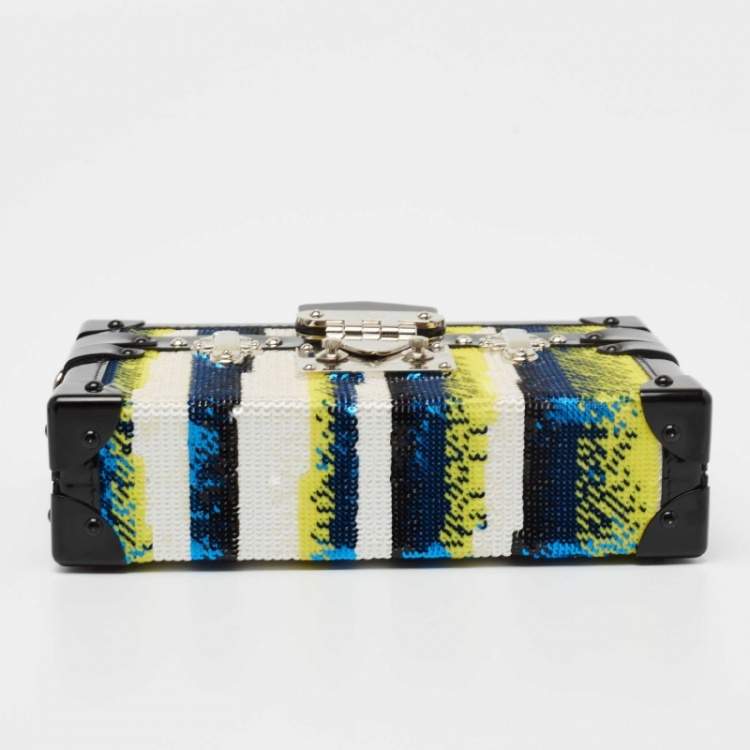 Pre Owned Louis Vuitton Multicolor Sequins and Patent Leather Petite Malle Clutch Bag