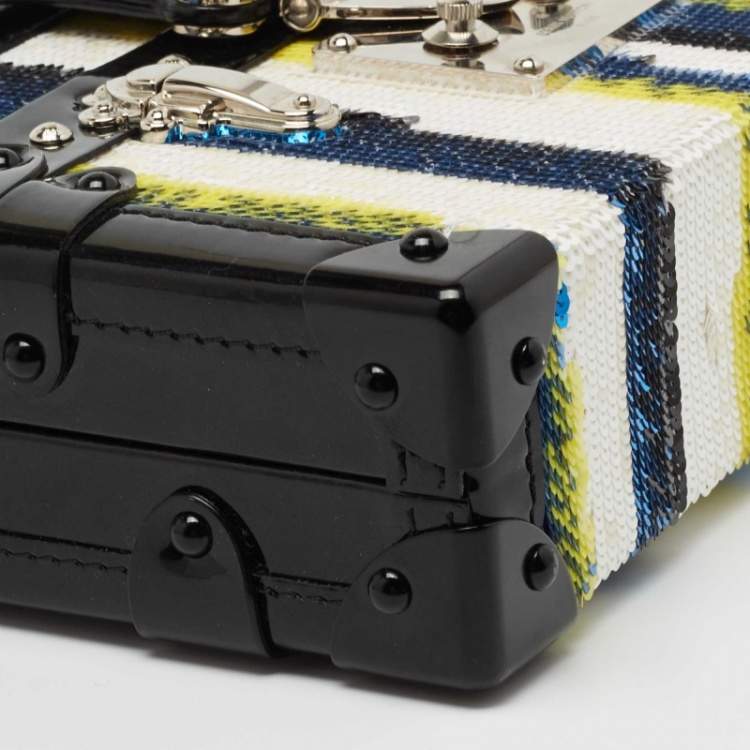 Pre Owned Louis Vuitton Multicolor Sequins and Patent Leather Petite Malle Clutch Bag
