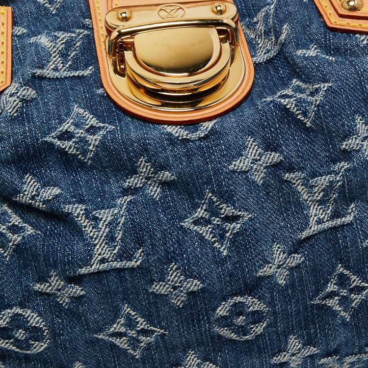 Pre Owned Louis Vuitton Blue Monogram Denim Pleaty Bag