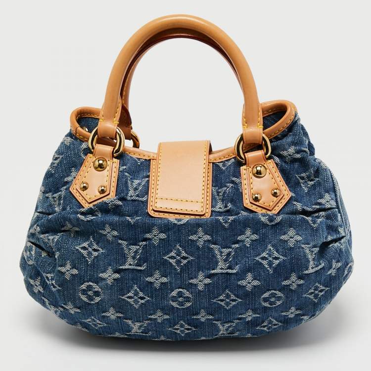 Pre Owned Louis Vuitton Blue Monogram Denim Pleaty Bag