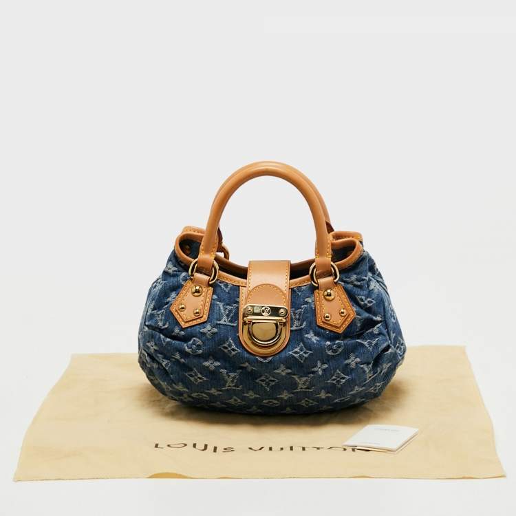 Pre Owned Louis Vuitton Blue Monogram Denim Pleaty Bag