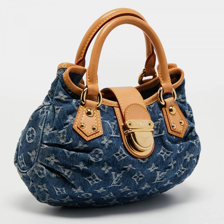 Pre Owned Louis Vuitton Blue Monogram Denim Pleaty Bag