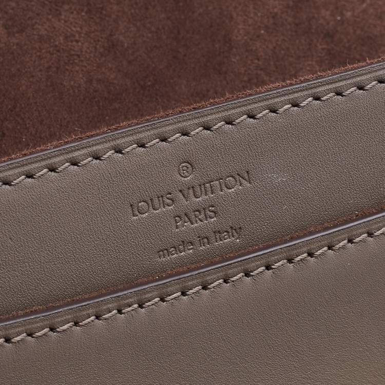 Pre Owned Louis Vuitton Taupe Leather Chain Louise MM Clutch