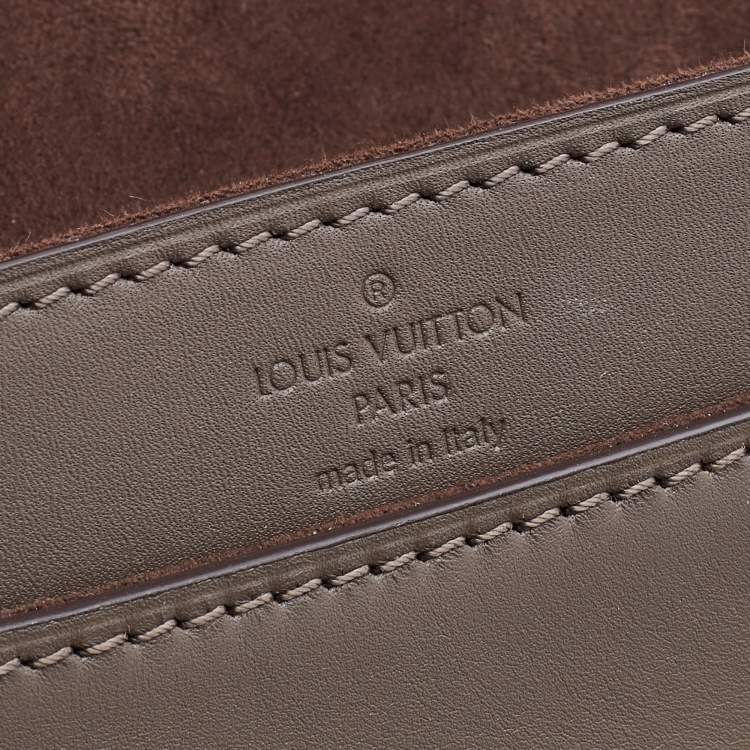 Pre Owned Louis Vuitton Taupe Leather Chain Louise MM Clutch