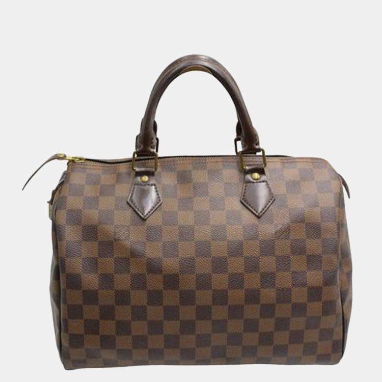 Pre Owned Louis Vuitton Brown Damier Ebene Canvas Speedy 30 Satchel Bag 