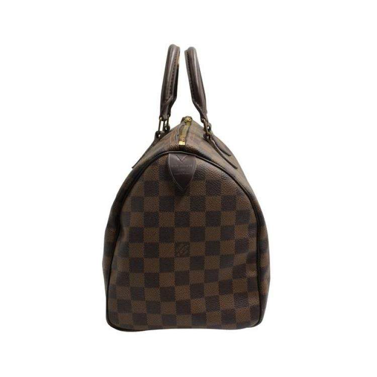 Pre Owned Louis Vuitton Brown Damier Ebene Canvas Speedy 30 Satchel Bag 
