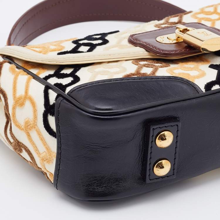 Pre Owned Louis Vuitton Black Monogram Charms Velvet Chains, Leather and Fabric Limited Edition Rabat Bag