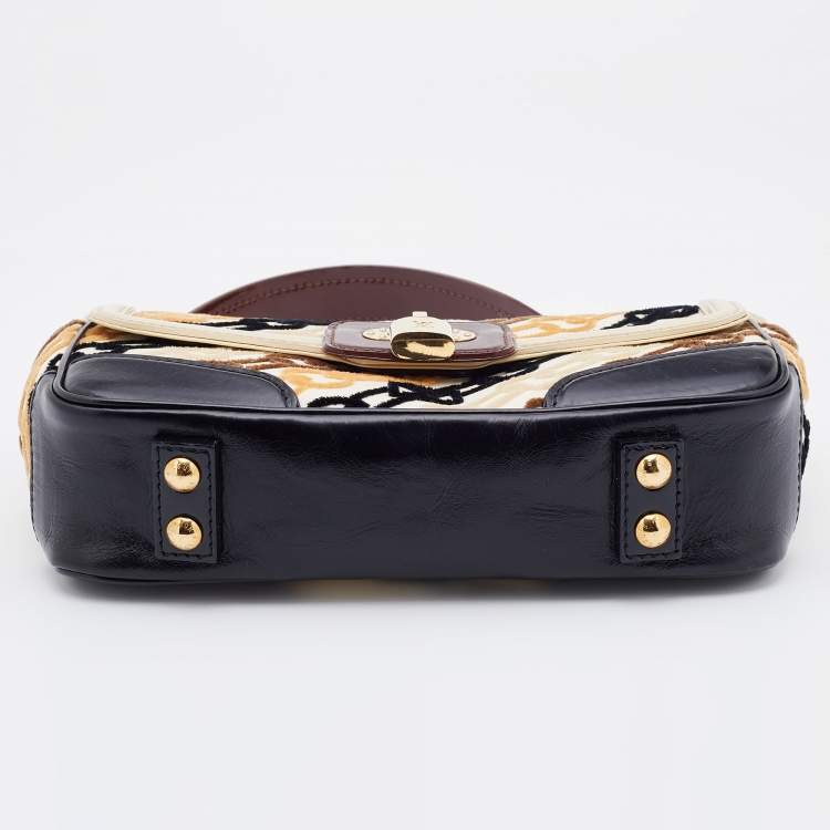 Pre Owned Louis Vuitton Black Monogram Charms Velvet Chains, Leather and Fabric Limited Edition Rabat Bag