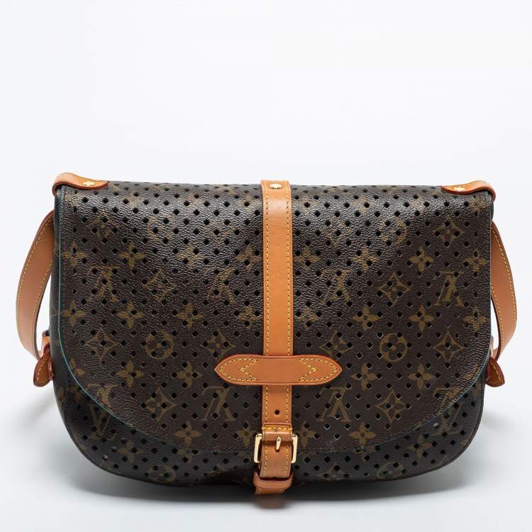Pre Owned Louis Vuitton Perforated Monogram Canvas and Leather Saumur 30 Messenger Bag
