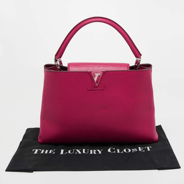Pre Owned Louis Vuitton Pink Taurillon Leather Capucines MM Bag
