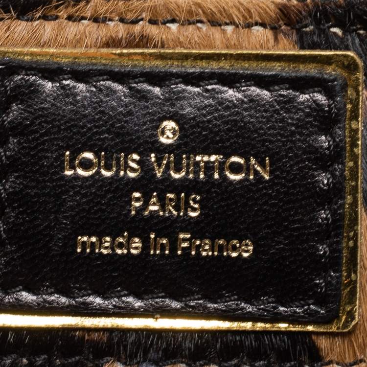 Pre Owned Louis Vuitton Monogram Canvas/Karung and Leopard Print Calfhair Limited Edition Polly Bag
