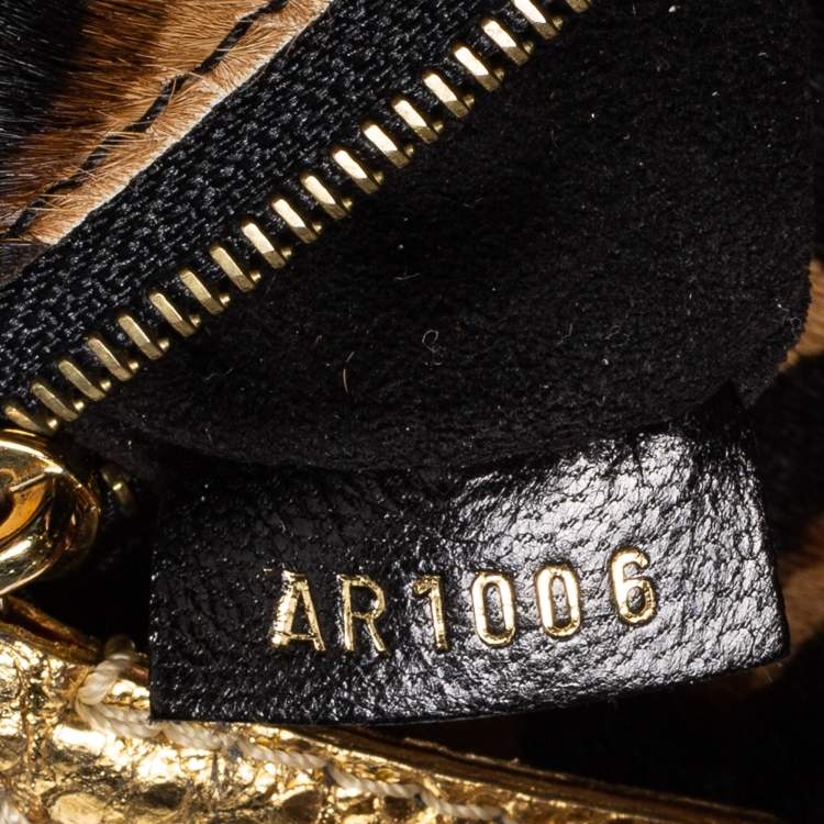 Pre Owned Louis Vuitton Monogram Canvas/Karung and Leopard Print Calfhair Limited Edition Polly Bag