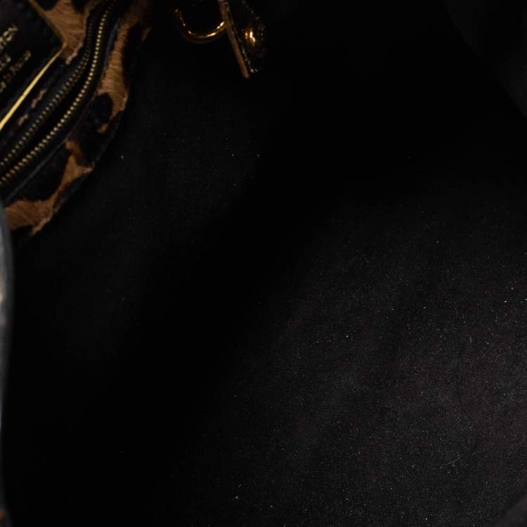 Pre Owned Louis Vuitton Monogram Canvas/Karung and Leopard Print Calfhair Limited Edition Polly Bag