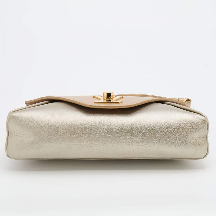 Pre Owned Louis Vuitton Metallic Gold Leather Love Note Bag