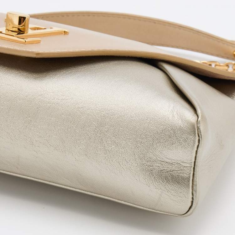 Pre Owned Louis Vuitton Metallic Gold Leather Love Note Bag