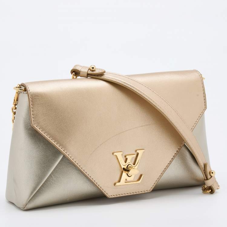 Pre Owned Louis Vuitton Metallic Gold Leather Love Note Bag