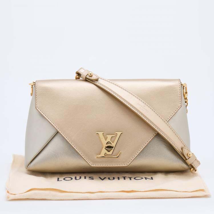 Pre Owned Louis Vuitton Metallic Gold Leather Love Note Bag