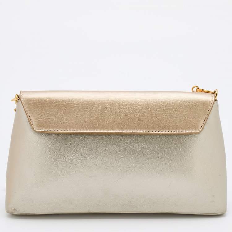 Pre Owned Louis Vuitton Metallic Gold Leather Love Note Bag