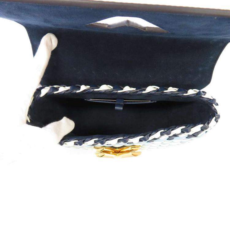 Pre Owned Louis Vuitton Navy Blue Epi Leather Braided Twist Guinguette Shoulder Bag 