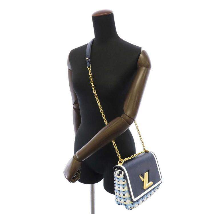 Pre Owned Louis Vuitton Navy Blue Epi Leather Braided Twist Guinguette Shoulder Bag 