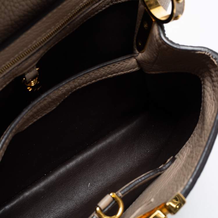Pre Owned Louis Vuitton Beige Taurillon Leather Capucines BB Bag