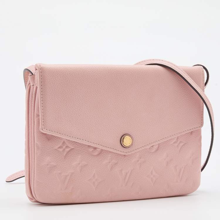 Pre Owned Louis Vuitton Pink Monogram Empreinte Leather Twice Bag