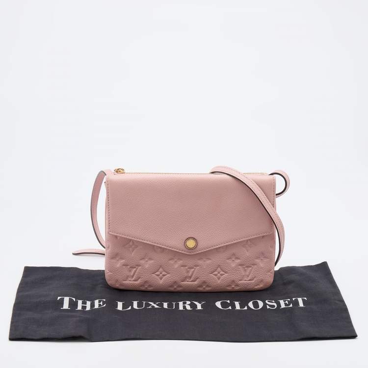 Pre Owned Louis Vuitton Pink Monogram Empreinte Leather Twice Bag