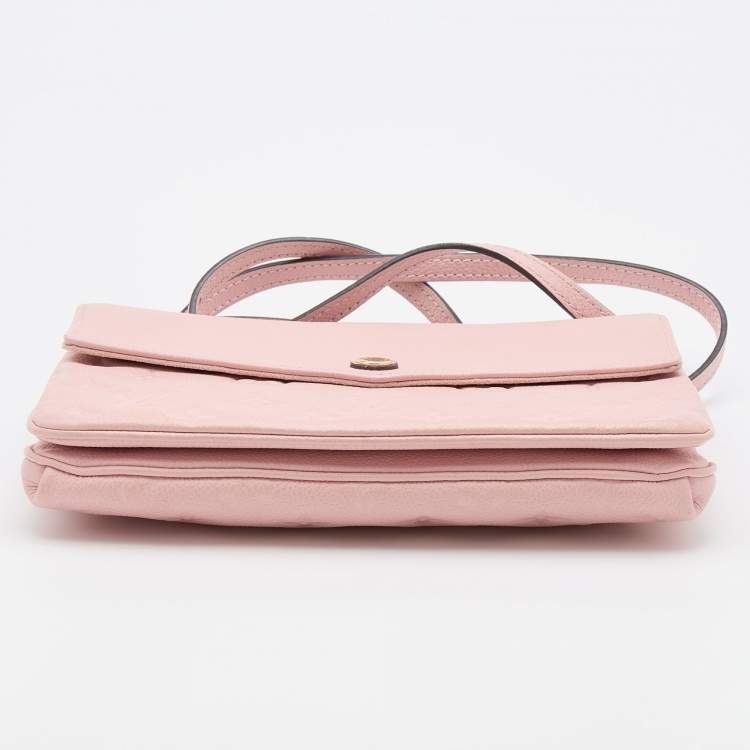Pre Owned Louis Vuitton Pink Monogram Empreinte Leather Twice Bag