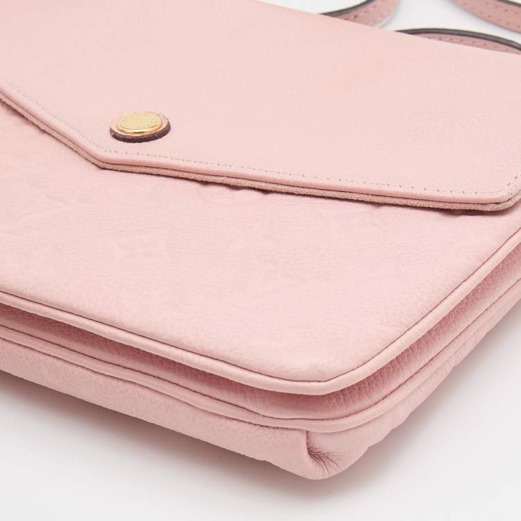 Pre Owned Louis Vuitton Pink Monogram Empreinte Leather Twice Bag