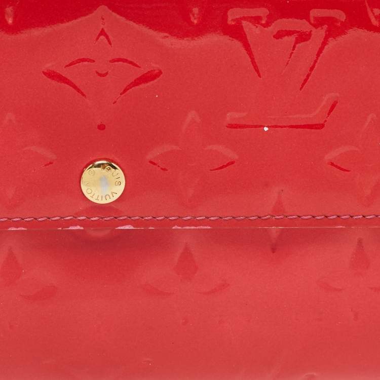 Pre Owned Louis Vuitton Rose Pop Monogram Vernis Sarah Wallet
