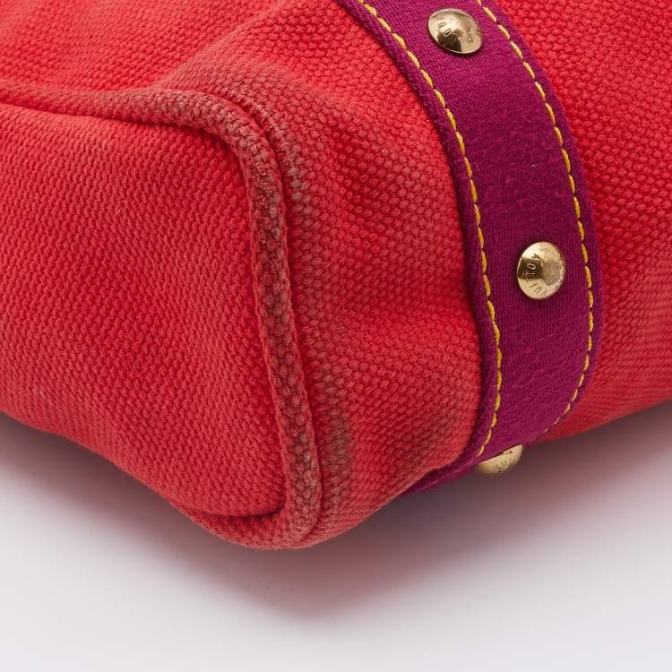 Pre Owned Louis Vuitton Rouge Toile Canvas Limited Edition Antigua Cabas MM Bag